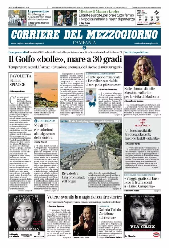 Prima-pagina-corriere del mezzogiorno-del-2024-08-14